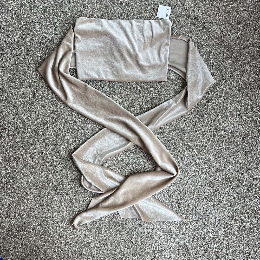 Forever 21 NWT Light Gold‎ Velvet Body Wrap Tube Top, Size Large